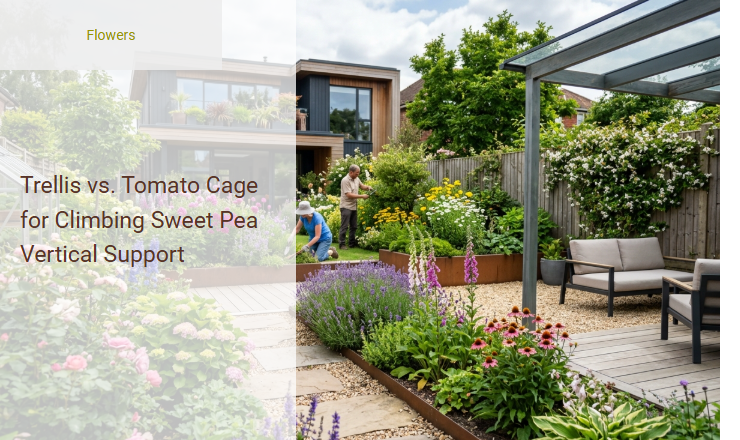 Trellis vs. Tomato Cage for Climbing Sweet Pea Vertical Support Image